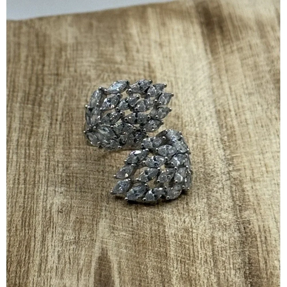 FZN‎ Sterling Silver CZ Wing Ring Size 8.5 Marquise Cluster Statement